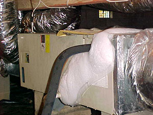 Dirty air ducts contribute to iced up evaporator coils that can cause property damage